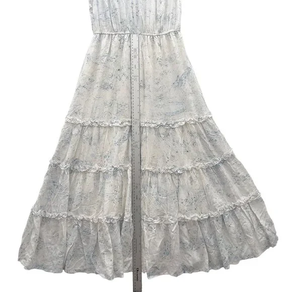 NEW BB DAKOTA X STEVE MADDEN Crystal Clear Print Tiered Midi Dress Small 0036 - Picture 10 of 11